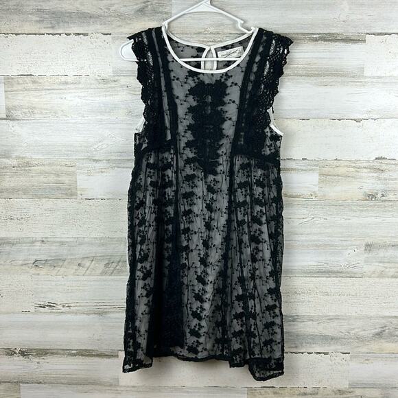 Abercrombie & Fitch Womens small Boho Black Lace Sleeveless Mini Dress - Picture 1 of 7